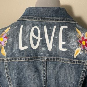 Talbots Denim Jacket, size 12, Embellished, worn look